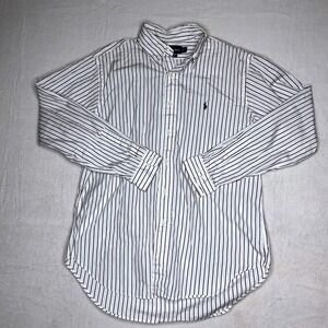 Ralph Lauren Classic Fit Striped Shirt Mens 16.5 34/35 White Black Cotton Pony